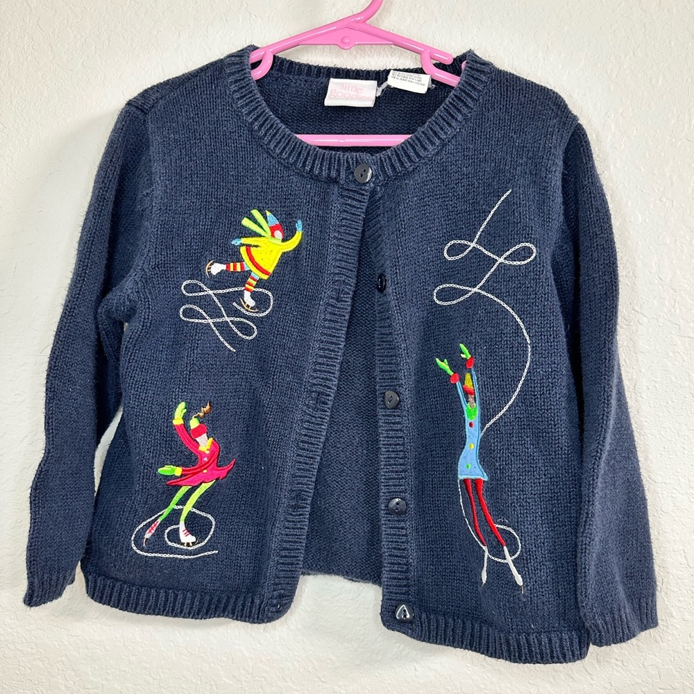Kids figure skating cardigan cartoon ice skating